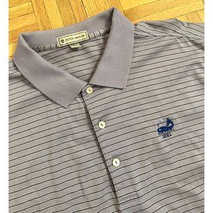 Peter Millar Maidstone Club Golf Polo Shirt Mens Large Purple Striped Cotton
